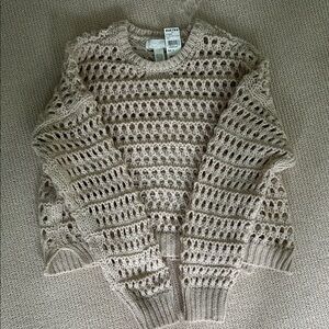 Full Tilt Beige Open-Knit Sweater